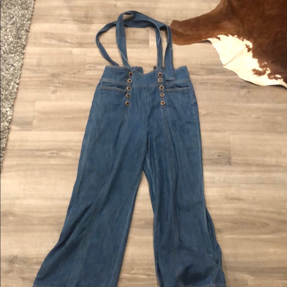 High rise bell bottoms with jean straps
